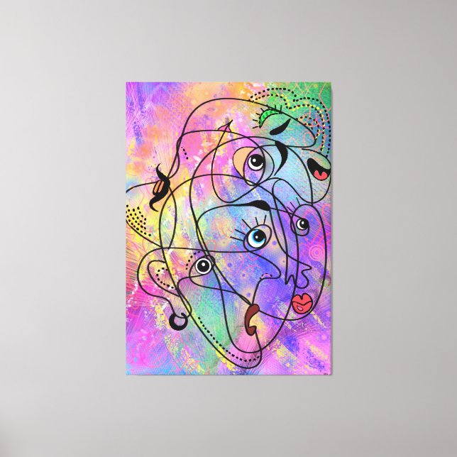 Lienzo Resumen de personas que enfrentan estados de ánimo (Anverso)