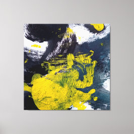 Lienzo Resumen de pincel negro y amarillo