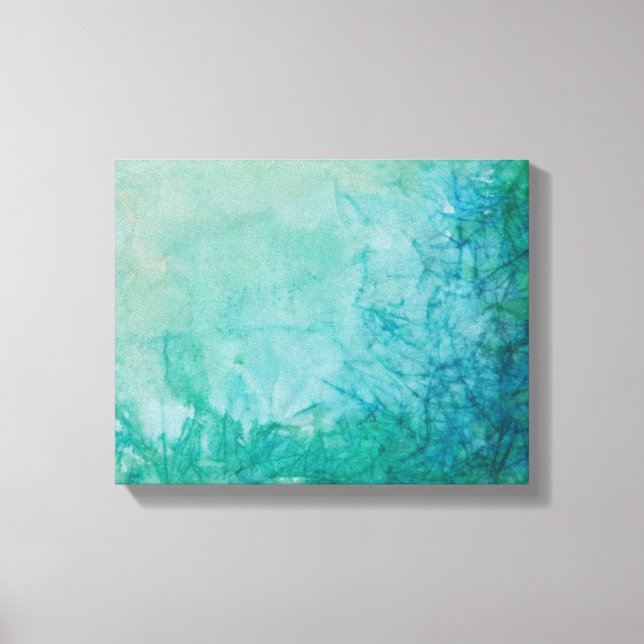 Lienzo Resumen De Pintura Azul, Verde Y Negro (Anverso)