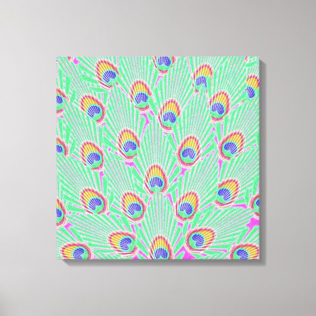 Lienzo Resumen de plumas de pavo real (Anverso)