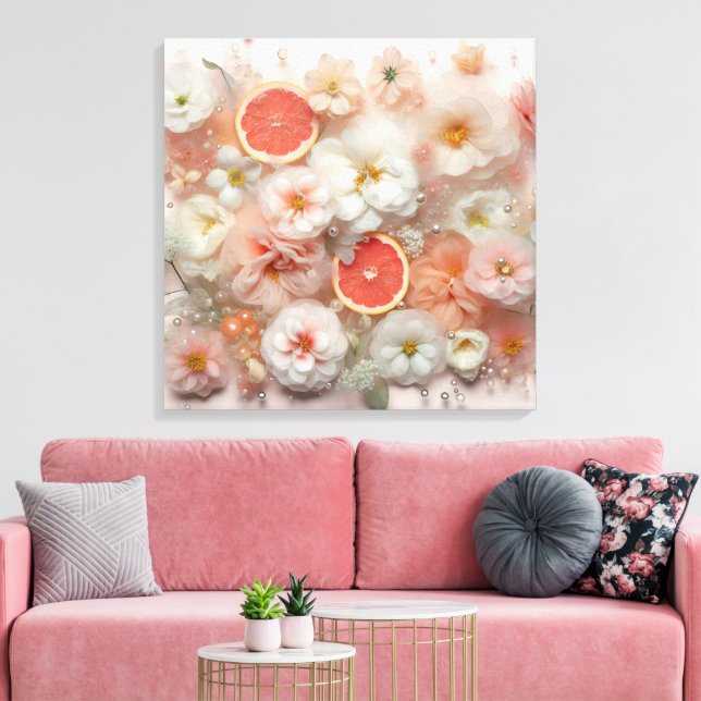 Lienzo Resumen de pomelo y flores (Insitu (Sala de estar))