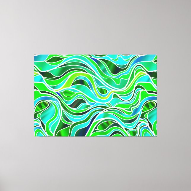 Lienzo Resumen de vidrio con manchas orgánicas verdes (Anverso)