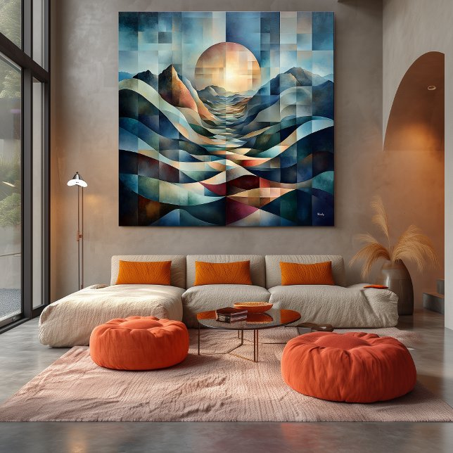 Lienzo Resumen del Amanecer Geométrico Sobre Montañas Vib (Subido por el creador)