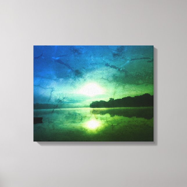 Lienzo Resumen del Blue Green Morning Sunrise en el río C (Anverso)