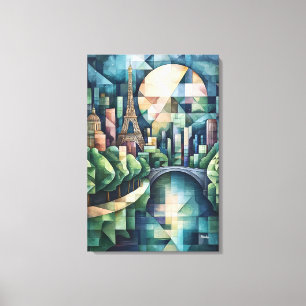 Lienzo Resumen del Skyline Geométrico de París con la Tor