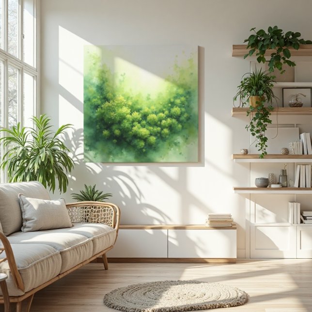 Lienzo Resumen del velo verde sabio de los mosquitos - Or (Moss Abstract Canvas. Serene botanical style for modern living.)