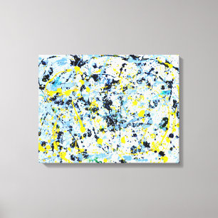 Lienzo Resumen en azul, amarillo y negro