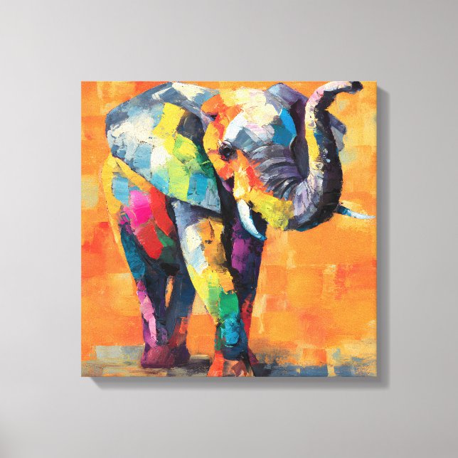 Lienzo Resumen feliz elefante arcoiris (Anverso)