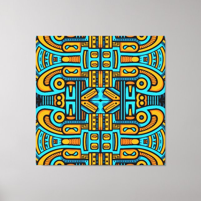 Lienzo Resumen figurativo Naranja azul negrita (Anverso)