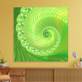 Lienzo Resumen Fractal de espiral verde monocromo