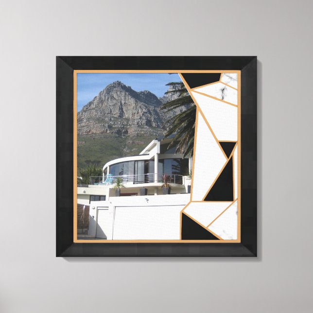 Lienzo Resumen geométrico moderno de oro negro (Anverso)