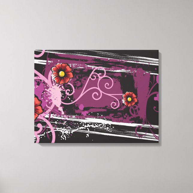 Lienzo Resumen Grunge Floral (Anverso)