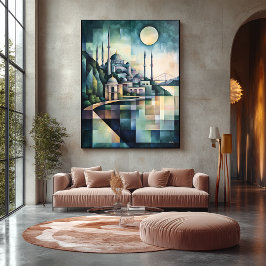 Lienzo Resumen Línea aérea geométrica de Estambul Hagia S