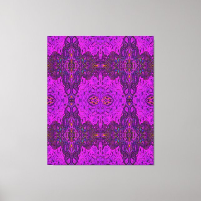 Lienzo Resumen Magenta y patrón Groovy Negro (Anverso)