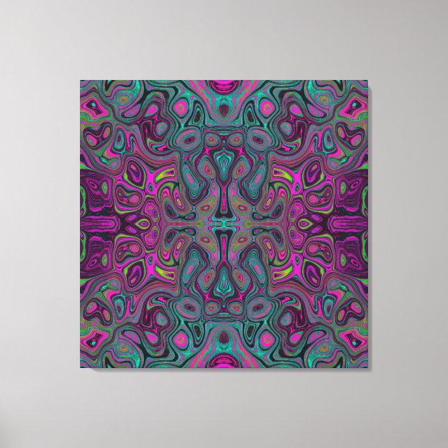 Lienzo Resumen Magenta y patrón Verde azulado de Groovy A (Anverso)