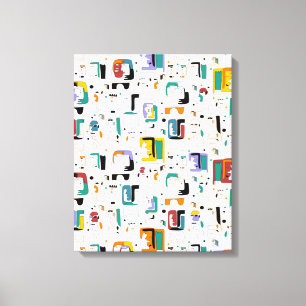 Lienzo Resumen maya tribal antiguo patrón de rostros 1