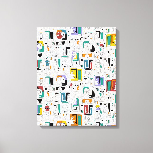 Lienzo Resumen maya tribal antiguo patrón de rostros 1 (Anverso)