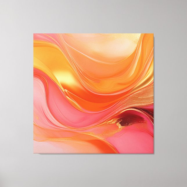 Lienzo Resumen moderno Art-Naranja Rosa y Oro- (Anverso)