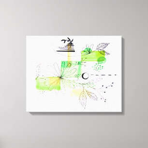 Lienzo Resumen moderno Floral negro y verde