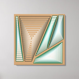 Lienzo Resumen moderno - Pirámides 3-d, tazas y plata