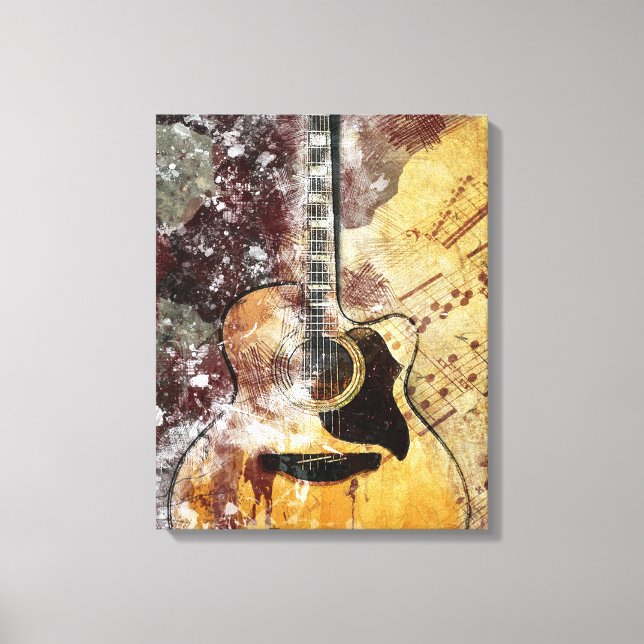 Lienzo Resumen Música Guitarra Canvas Wall Art (Anverso)