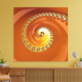 Lienzo Resumen Naranja dorado gradiente espiral fractal