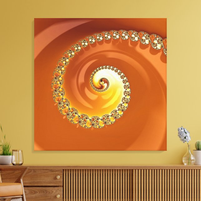Lienzo Resumen Naranja dorado gradiente espiral fractal (Insitu (Sala de estar))