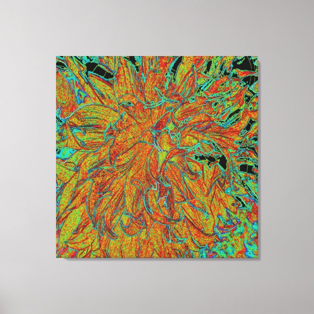 Lienzo Resumen Naranja quemado y el florecimiento verde d (Anverso)