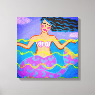Lienzo Resumen original Pintura de Sirena Acrílica