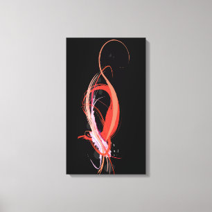 Lienzo Resumen Paint Splatter Flamingo rosa en bBlack