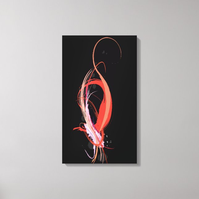 Lienzo Resumen Paint Splatter Flamingo rosa en bBlack (Anverso)