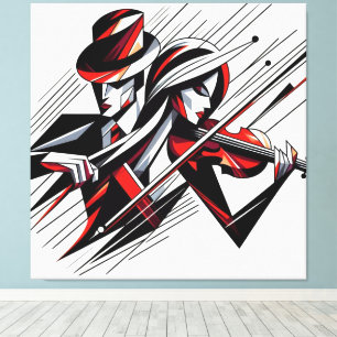 Lienzo Resumen Pareja con violín