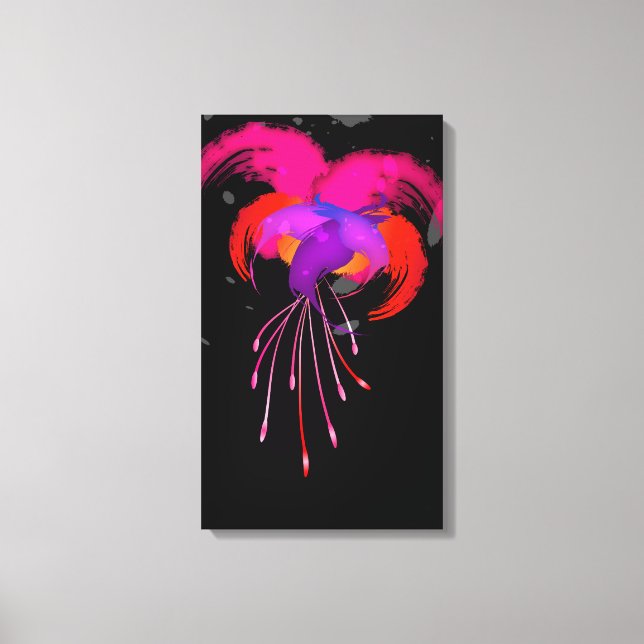 Lienzo Resumen Pintar salpicar a Fuchsia en negro (Anverso)