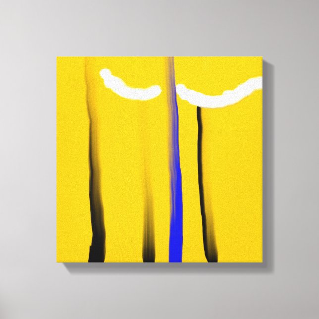 Lienzo Resumen Pintura de Aceite Blanco Amarillo Azul Neg (Anverso)