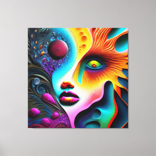 Lienzo Resumen psicodélico de cara vibrante Trippy