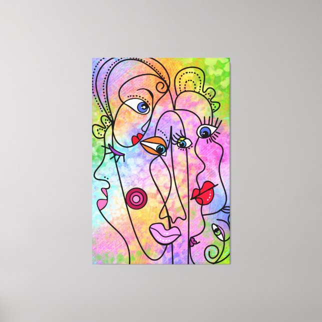 Lienzo Resumen Rostros de color Imprimir pintura moderna (Anverso)