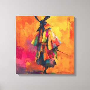 Lienzo Resumen Samurai Warrior Silhouette