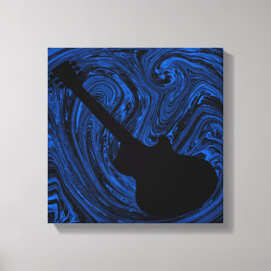 Lienzo Resumen Swirls Guitar Canvas Print, Azul