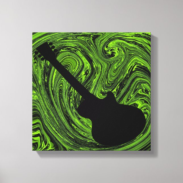 Lienzo Resumen Swirls Guitar Canvas Print, Verde (Anverso)