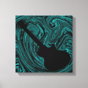 Lienzo Resumen Swirls Guitar Canvas Print, Verde azulado