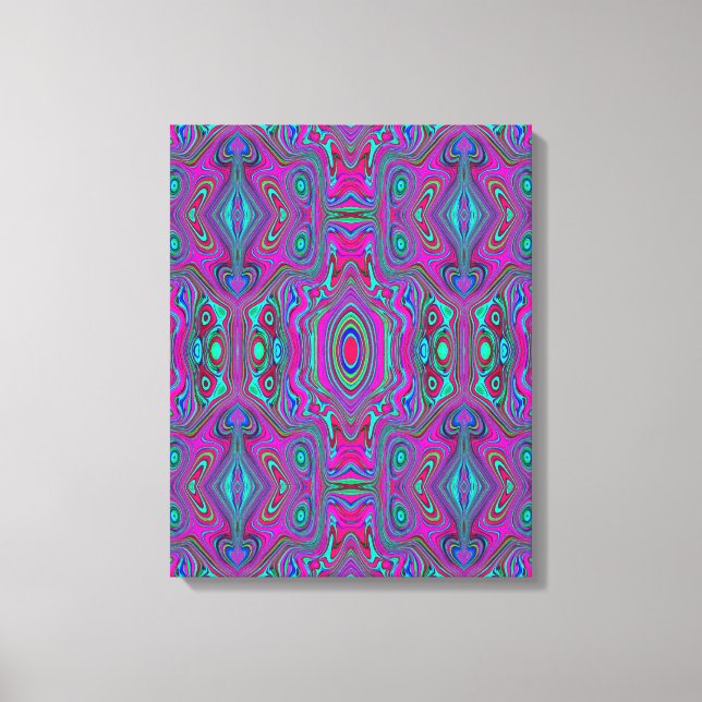 Lienzo Resumen trippy retro magenta, azul y verde (Anverso)