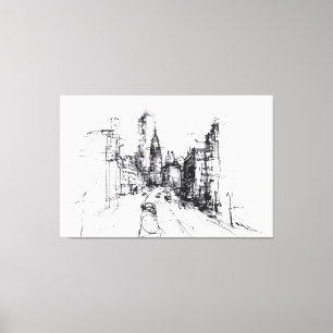 Lienzo Resumen Vista panorámica de Cityscape Sketch - Pre