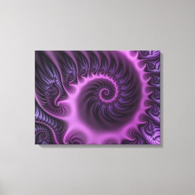 Lienzo Resumen Vivid Guay Pink Purple Fractal Triptych (Anverso)