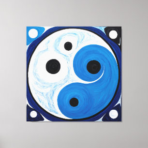 Lienzo Resumen Yin Yang: Azul y blanco modernista
