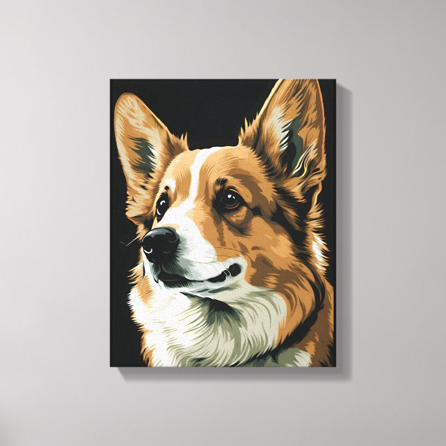Lienzo Retrato abstracto de Corgi (Anverso)