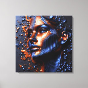 Lienzo Retrato abstracto de la cara de una mujer en Graba