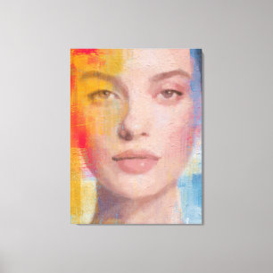 Lienzo Retrato abstracto vibrante con impasto