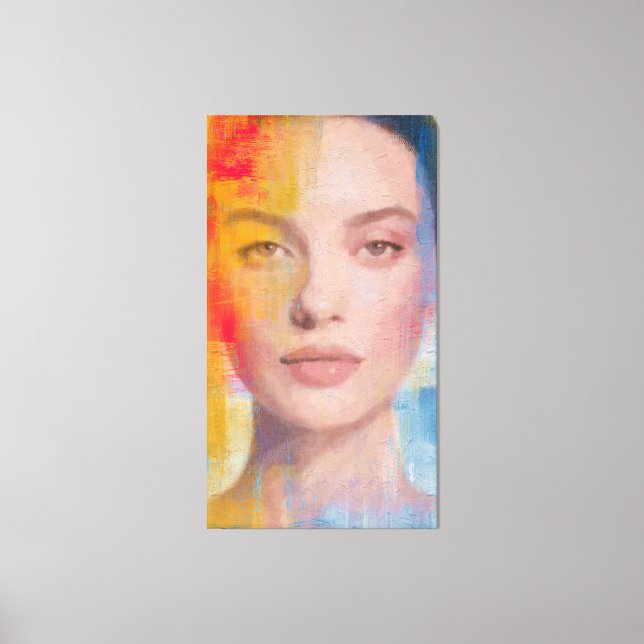Lienzo Retrato abstracto vibrante con impasto (Anverso)