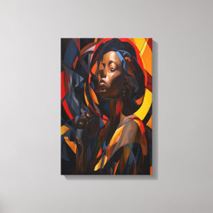 Lienzo Retrato abstracto y afrocéntrico vibrante