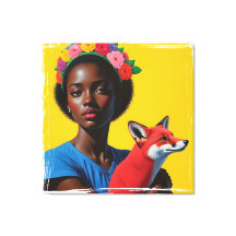 Retrato africano de chica y zorro